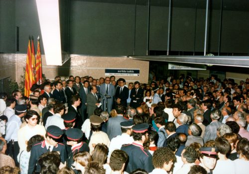 <p>Inauguració del soterrament del Ferrocarrils de la Generalitat, 16-05-1986. Autor: Fotos Francino. Fons Municipal. AMAT. Reg.795787.</p>
