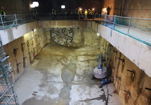 <p>Visita d’obres del  soterrament i perllongament del ferrocarrils de la Generalitat. Tuneladora, 1-02-2010.  Autor: Rafel Casanova. Fons Municipal. AMAT. Reg. 233439.</p>
