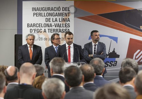 <p>Acte d’inauguració del perllongament de les línia Bcn-Vallès dels FGC, 28-07-2015. Autor: Rafel Casanova. Fons Municipal. AMAT. Reg. 528643.</p>
