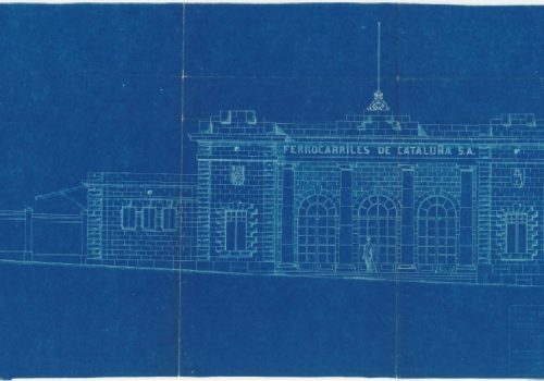 <p>Plànol projecte no realitzat de l’Estació del ferrocarril, 12-08-1919. Fons Pau Gorina Gabarró. AHT-ACVOC 13/15. Doc.12</p>
