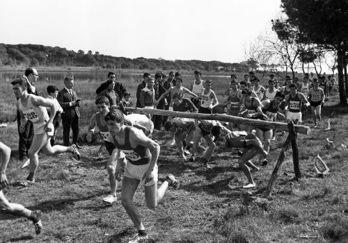 <p>XLVIII Campionat d’Espanya de Cros masculí. Viladecans, 6 de març de 1966.</p>
<p>Fotografia: Joan Biarnés – Procedència: Arxiu Municipal de Terrassa (AMAT) – Reg: 363_006</p>
