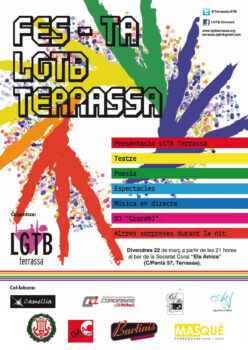<p>Cartell de la festa de presentació de l’associació LGTB Terrassa.</p>
