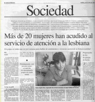 <p>Notícia publicada el juny del 1997 al <em>Diari de Terrassa</em> sobre el servei d’atenció a la lesbiana impulsat per l’Ajuntament.</p>
